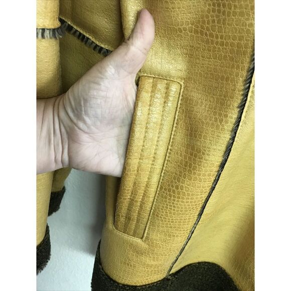 NEW Men Royal Prestige Faux Leather Fur Trim Zip Coat Jacket Pockets Lined XL - Picture 6 of 9